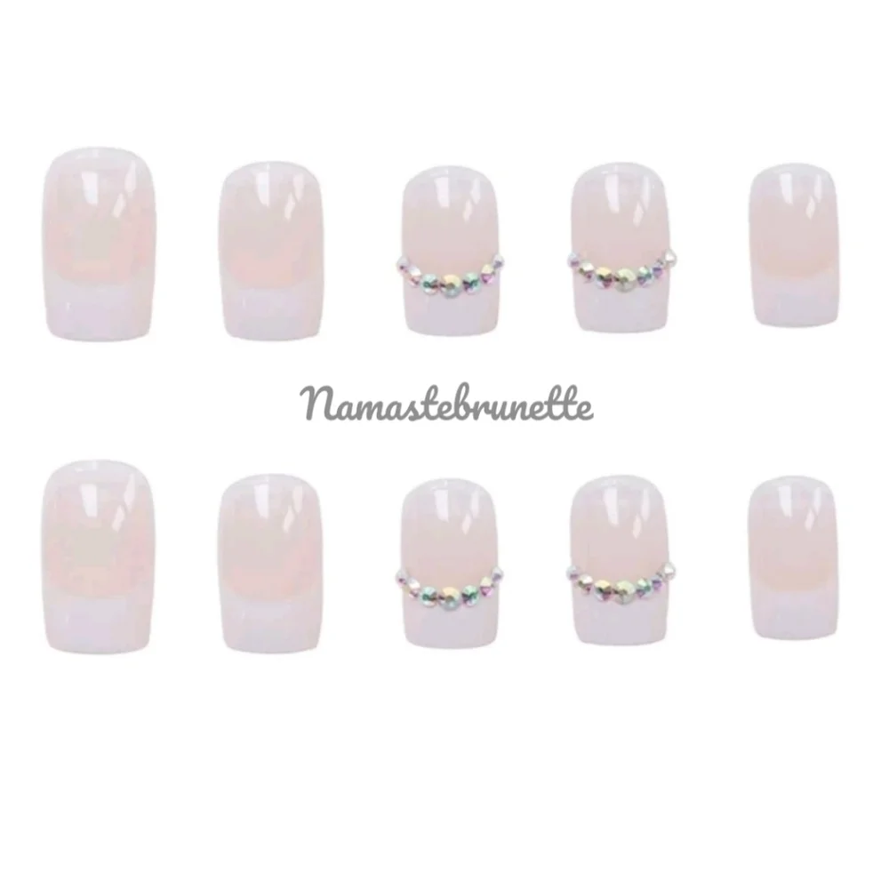 2/$16 Rhinestone French Manicure Press on Nails